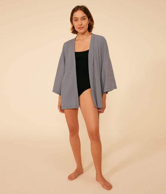 Kimono a righe donna blu SMOKING/bianco MARSHMALLOW