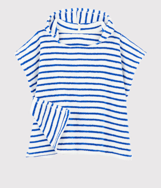 Poncho da spiaggia con cappuccio bebè femmina/maschio blu SURF