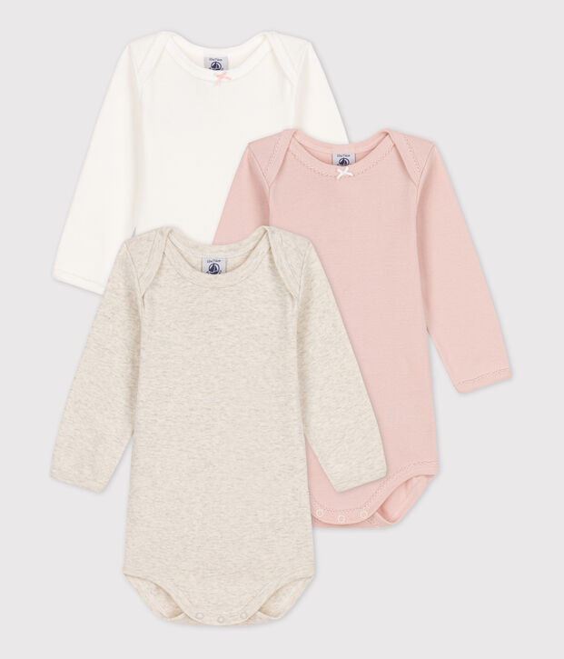 Confezione da 3 body a maniche lunghe beb&egrave; in cotone multicolore