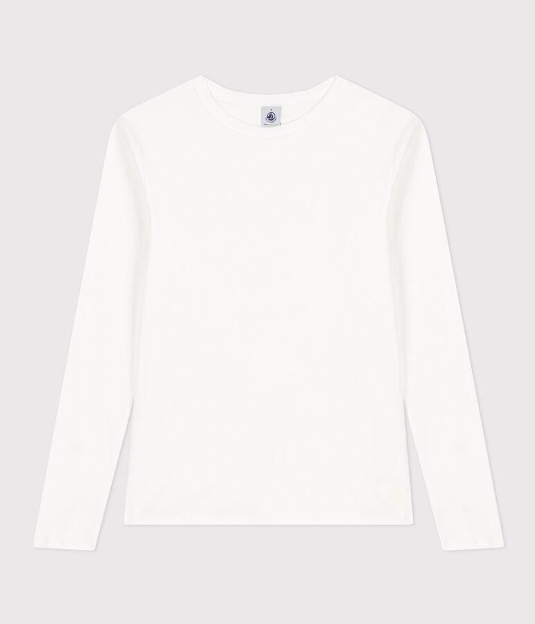 T-shirt Iconica a maniche lunghe a coste tinta unita donna bianco ECUME