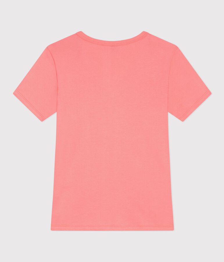 T-shirt a maniche corte in cotone tinta unita donna rosa