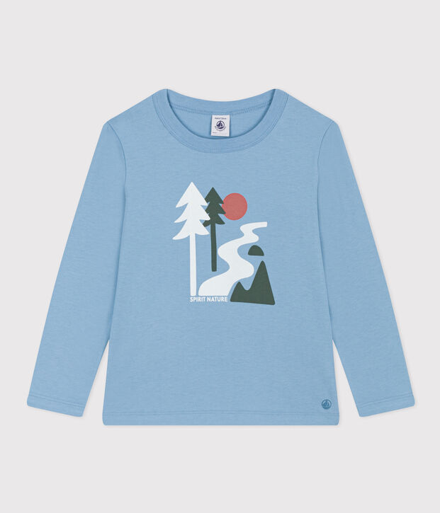 T-shirt a maniche lunghe in cotone bambino unisex blu
