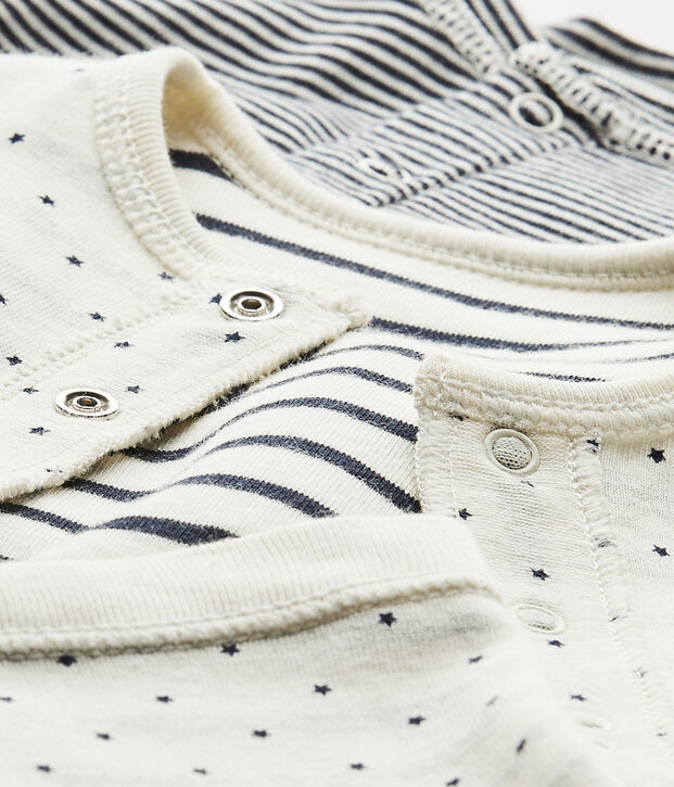 Coordinato beb&eacute; 3 pezzi reversibile bianco/blu