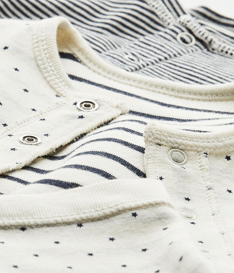 Coordinato beb&eacute; 3 pezzi reversibile bianco/blu