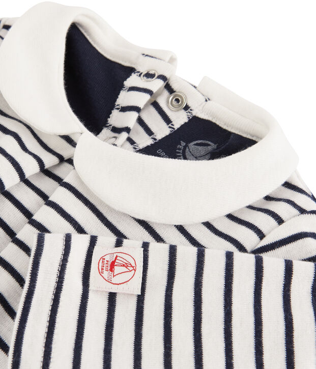 Abito-leggings per beb&egrave; femmina bianco/blu