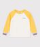 T-shirt a maniche lunghe in cotone color block bambino ecru/multicolore