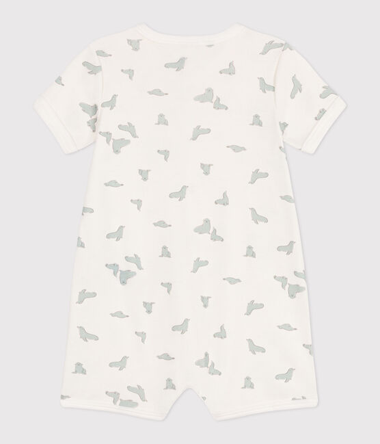 Tutina corta in cotone con foche neonato bianco MARSHMALLOW/bianco MULTICO