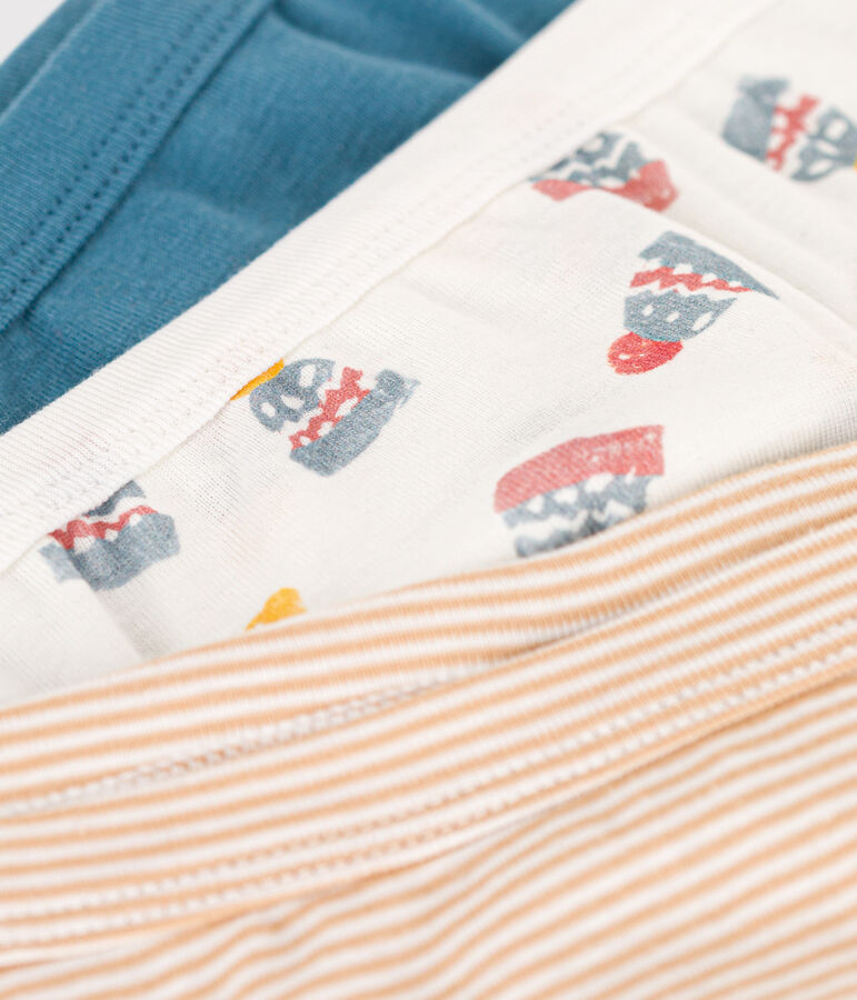 Confezione da 3 slip bambino in cotone motivo berretto multicolore