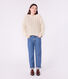 Maglione in misto lana e cotone tinta unita a trecce donna