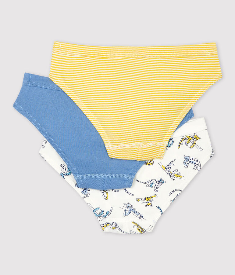 Confezione da 3 slip bambino fantasia pantere in cotone biologico multicolore