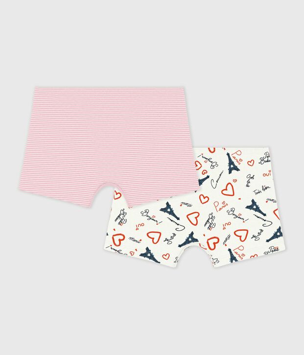Set di shorty in cotone lunghi con stampa Parigi bambina multicolore