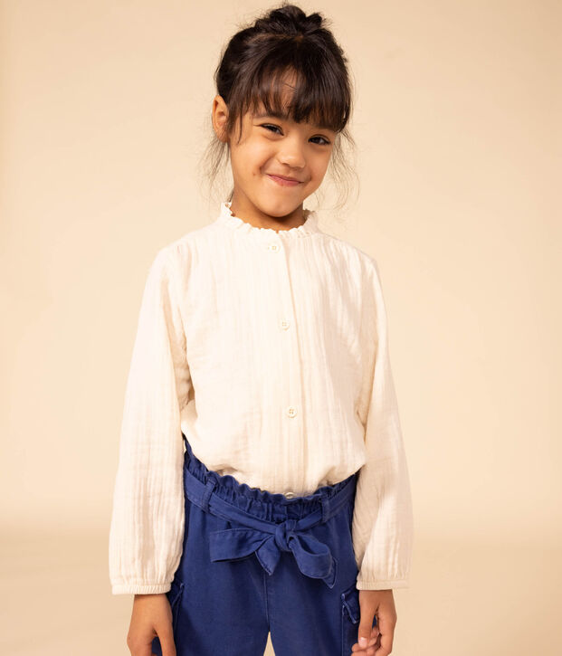 Blusa in garza di cotone bambina ecru