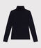 T-shirt L'Iconique donna in cotone fantasia con collo a lupetto blu SMOKING