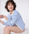 Cardigan in cotone tinta unita donna bianco MARSHMALLOW/blu PERSE