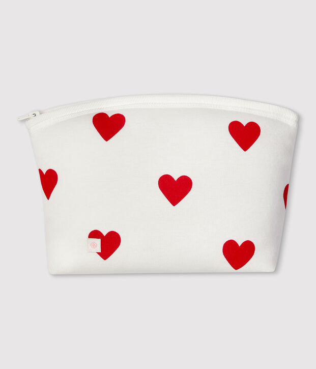Astuccio cuore rosso beb&egrave; in cotone bianco/rosso