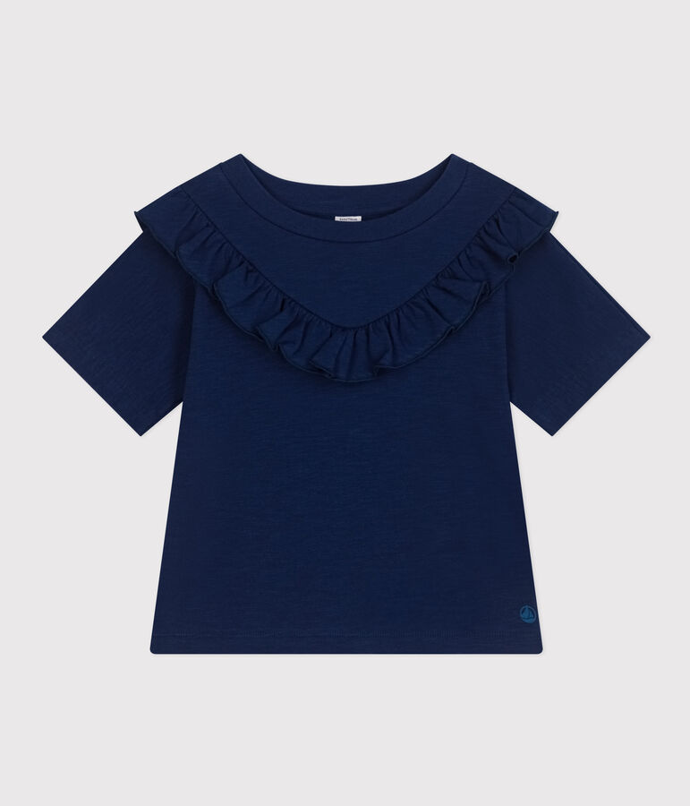 T-shirt in jersey fiammato bambina blu