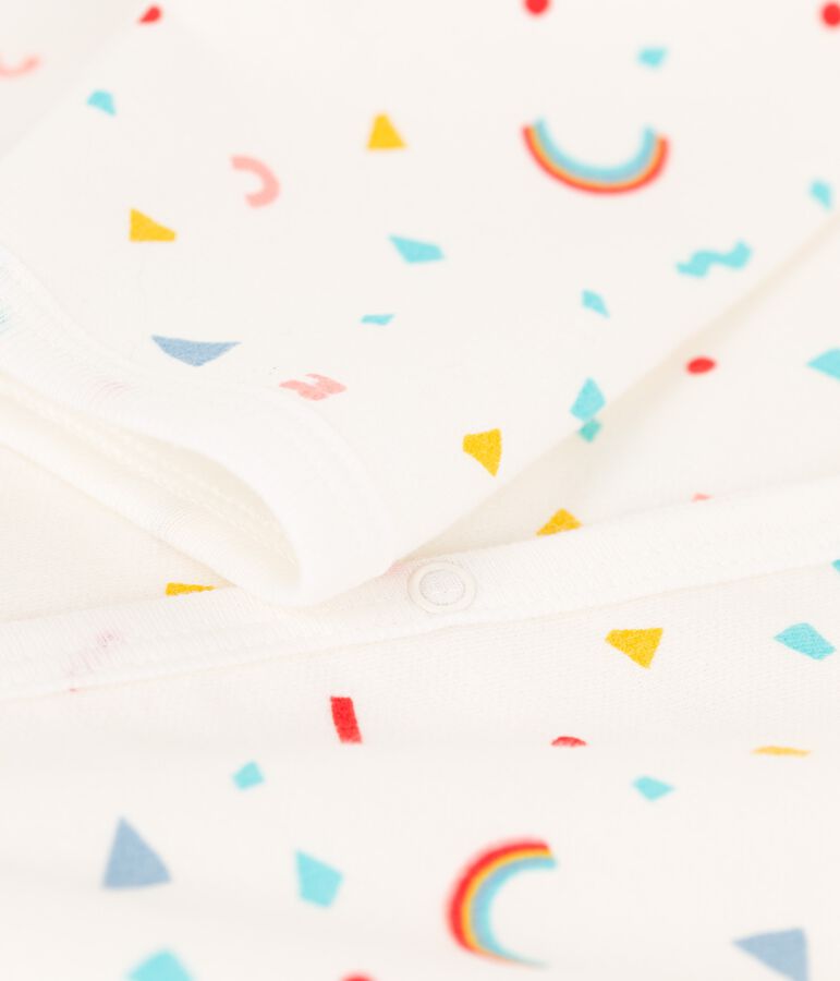 Tutina pigiama beb&egrave; in jersey invernale bianco MARSHMALLOW/bianco MULTICO