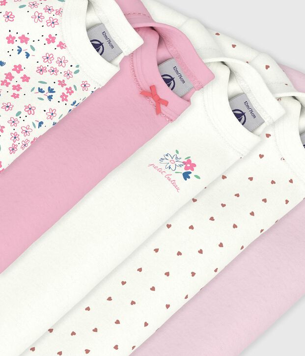 Set di body a maniche lunghe in cotone con stampa a fiori neonato multicolore