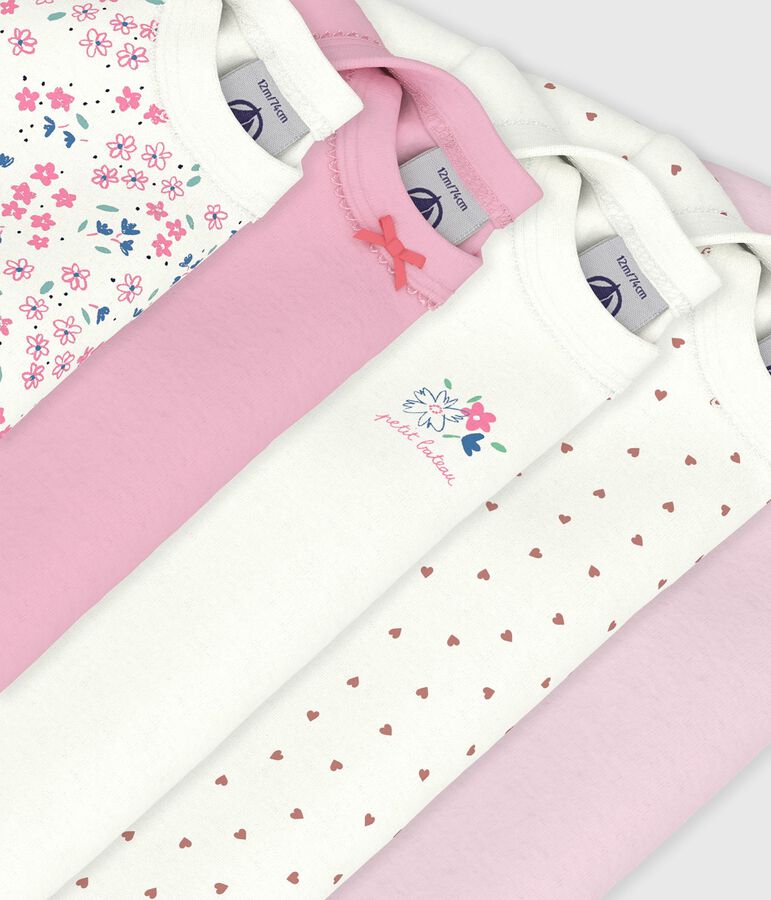Set di body a maniche lunghe in cotone con stampa a fiori neonato multicolore