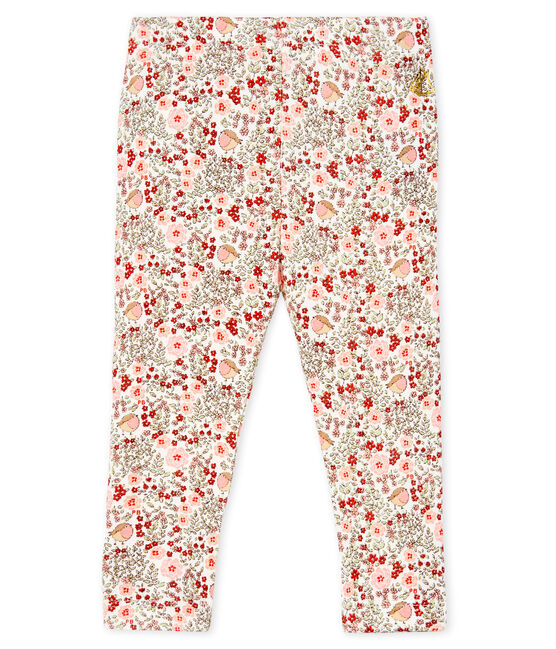 Leggings stampati da bebè femmina con balze bianco MARSHMALLOW/bianco MULTICO