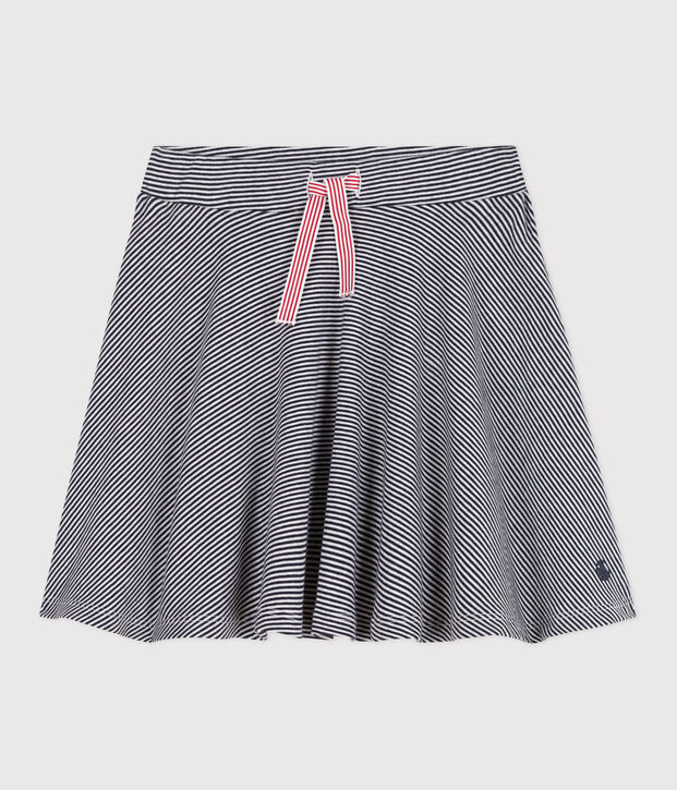 Gonna in cotone a righe bambina blu/bianco