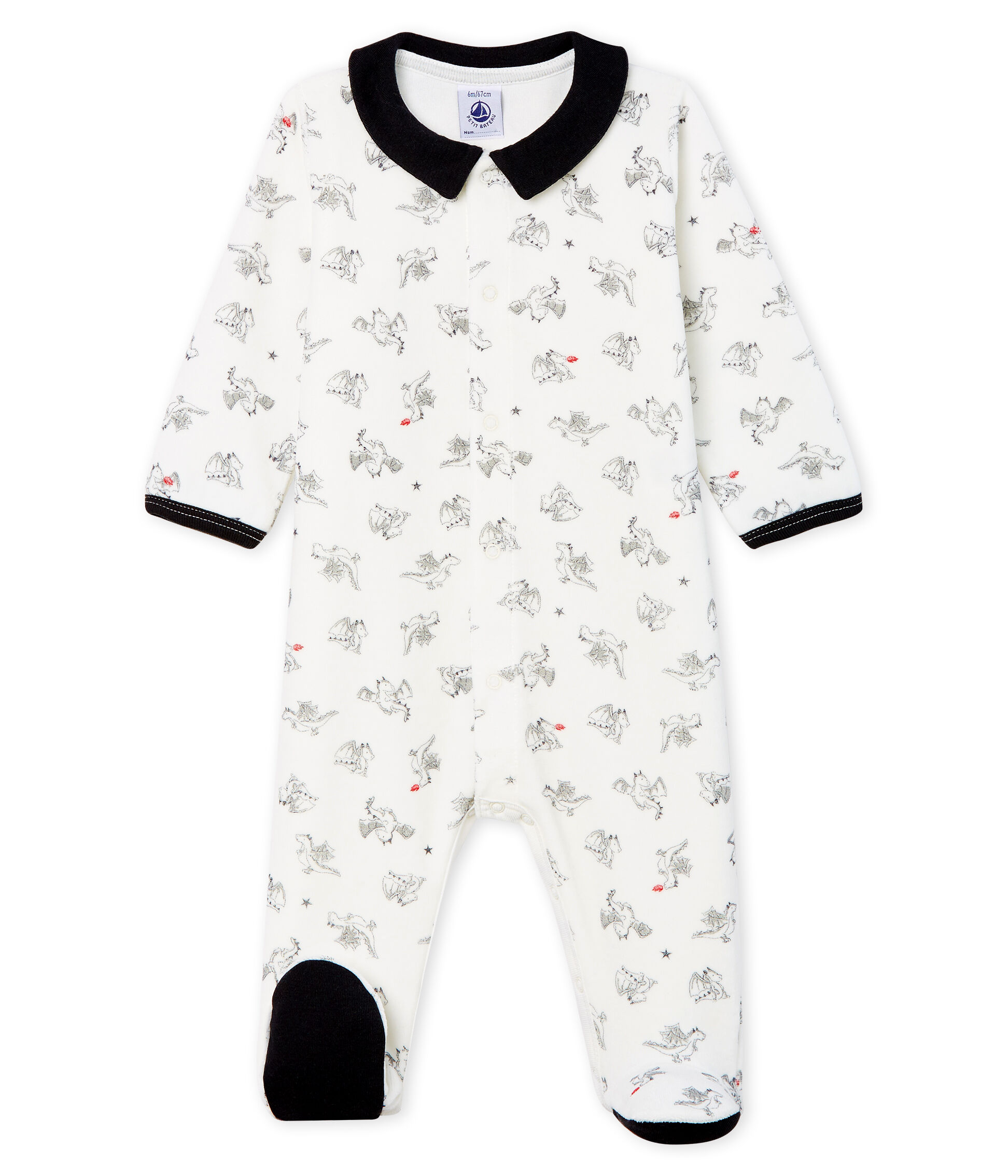 Tutina bebé maschio in ciniglia MARSHMALLOW/MULTICO | Petit Bateau