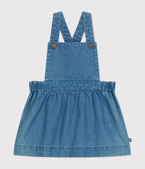 Abito smanicato in denim leggero per bebè blu DENIM CLAIR