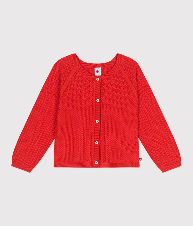Cardigan in cotone a punto fantasia bambina rosso