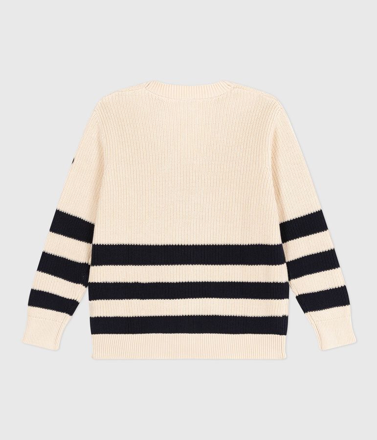 Cardigan in cotone a righe donna ecru/blu