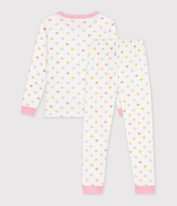 Pigiama molto aderente in cotone con stampa bambina bianco/multicolore