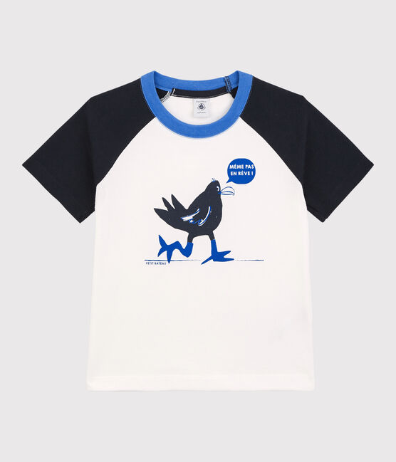 T-shirt a manica corta bambino bianco MARSHMALLOW/blu SMOKING
