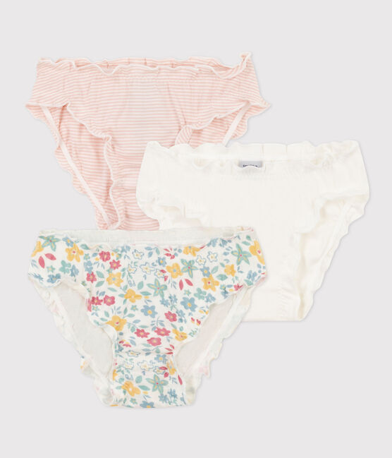 Confezione da 3 slip bambina in cotone a fiori variante 1