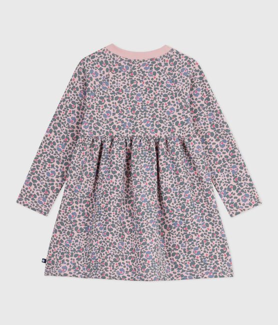 Abito bambina a maniche lunghe in cotone rosa JOLI/bianco MULTICO