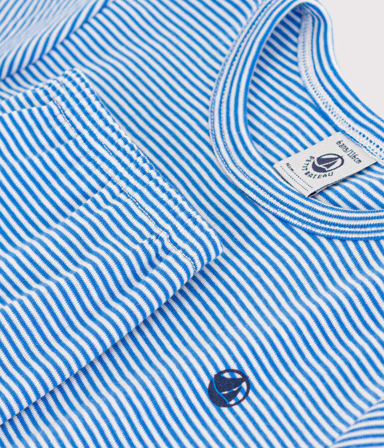 Pigiama bambino in cotone a righe blu/bianco