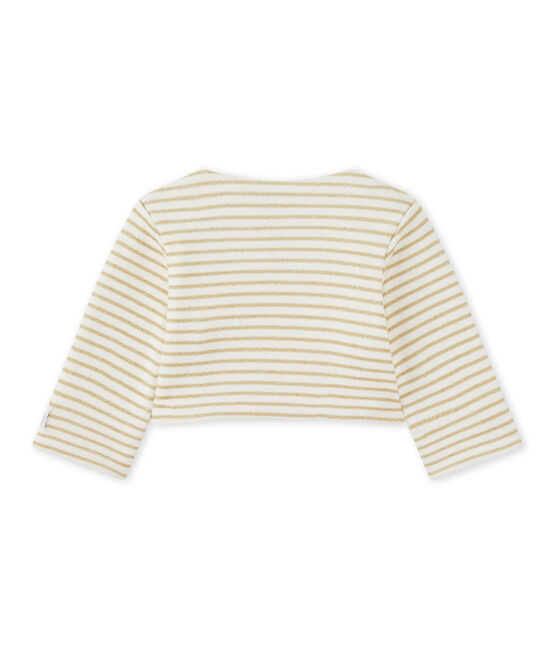 Cardigan rigato per bebé femmina bianco MARSHMALLOW/giallo DORE