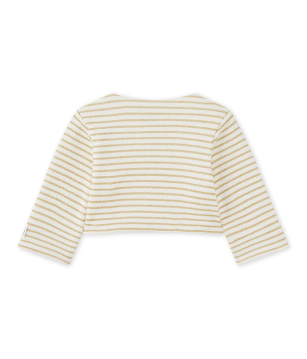 Cardigan rigato per beb&eacute; femmina bianco/giallo