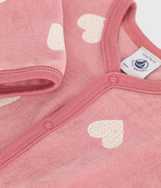 Pigiama in velluto con stampa a cuori neonato rosa ROSEWOOD/ MARSHMALLOW