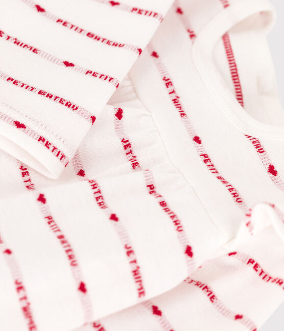 Abito leggings jacquard per bébé in cotone bianco MARSHMALLOW/rosso TERKUIT
