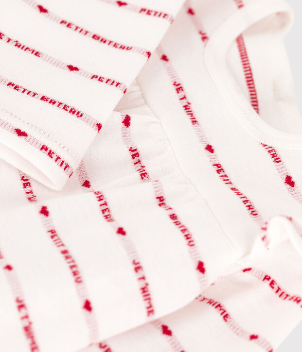 Abito leggings jacquard per b&eacute;b&eacute; in cotone bianco/rosso