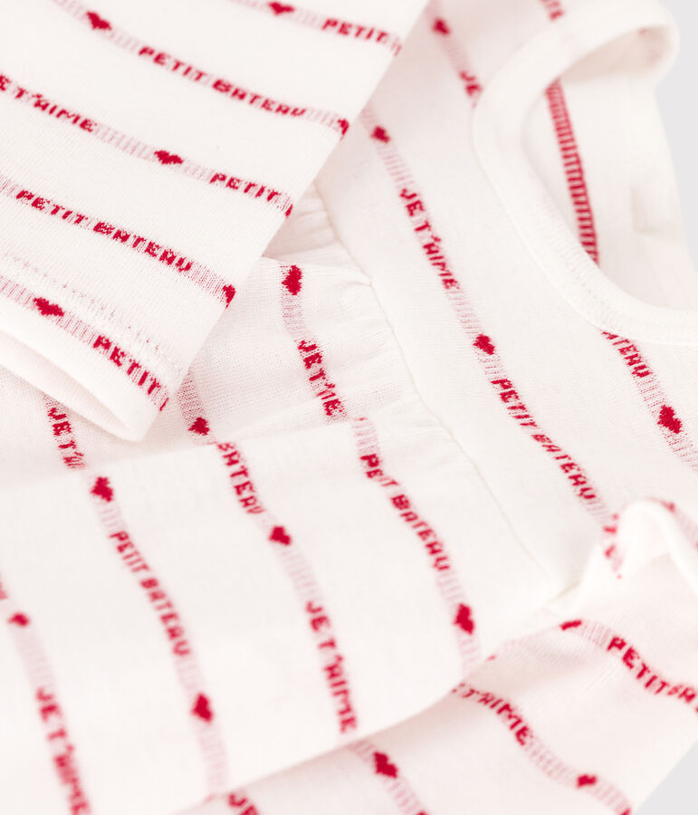 Abito leggings jacquard per b&eacute;b&eacute; in cotone bianco/rosso