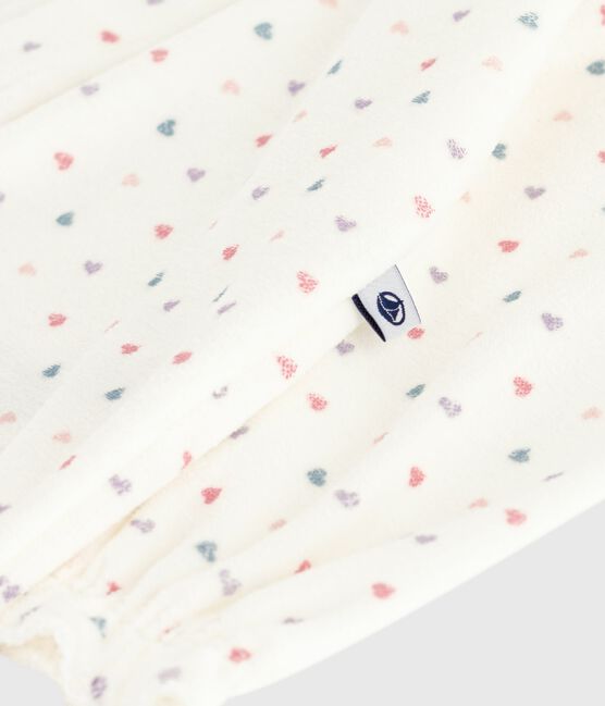 Pigiama in ciniglia con colletto e stampa a cuori neonato bianco MARSHMALLOW/bianco MULTICO