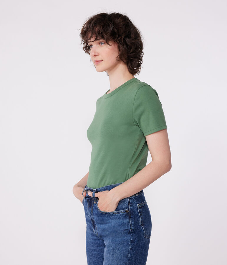 T-shirt a maniche corte in lino donna verde PALMERAIE