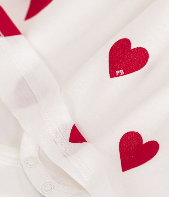 Abito body per bebè in cotone biologico con motivo a cuore bianco MARSHMALLOW/rosso TERKUIT