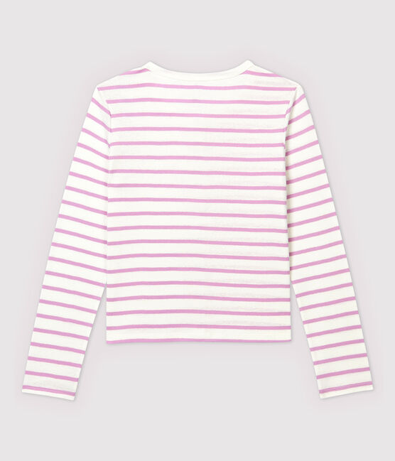 Cardigan in cotone/lino a righe Donna bianco MARSHMALLOW/rosa BOHEME