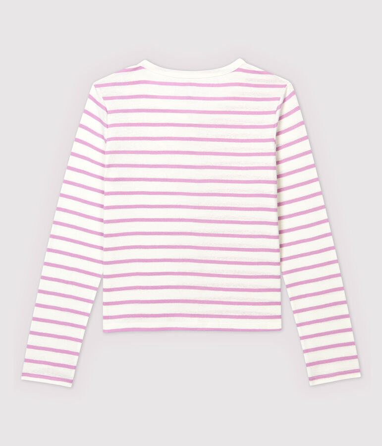 Cardigan in cotone/lino a righe Donna bianco/rosa