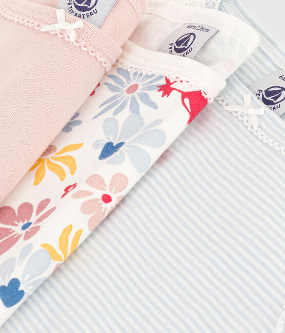 Confezione da 3 canottiere bambino con spalline in cotone a fiori variante 1