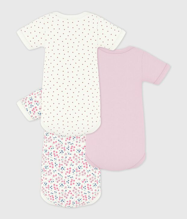 Set di body a maniche corte in cotone con stampa a fiori neonata multicolore