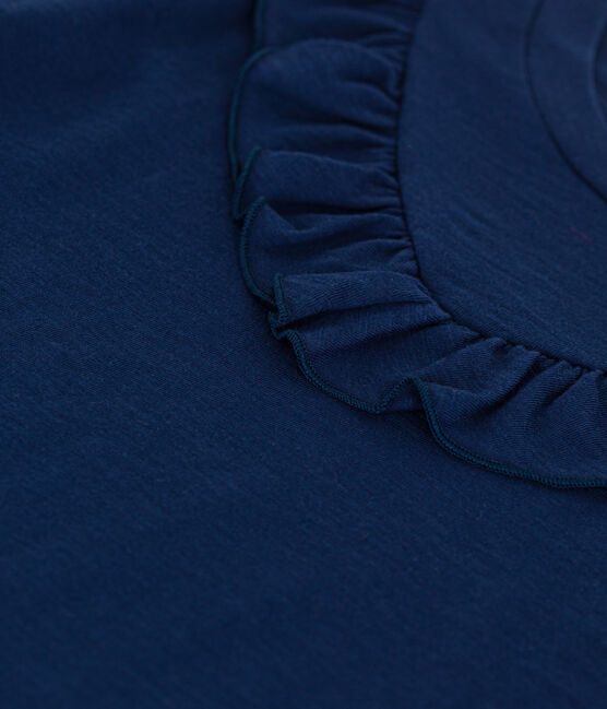 T-shirt in jersey fiammato bambina blu MEDIEVAL