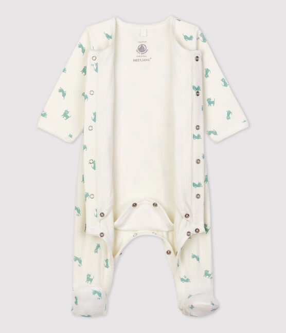 Bodyjama bebè in cotone biologico bianco MARSHMALLOW/ HERBIER