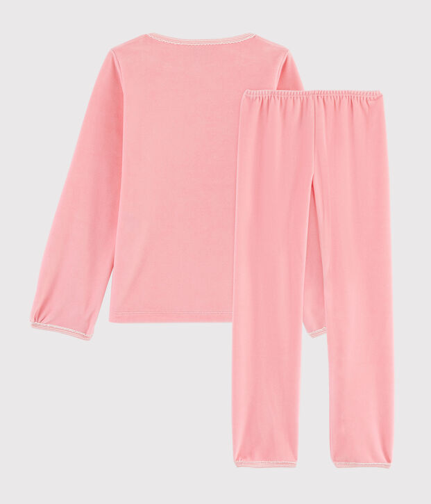 Pigiama rosa animali yoga bambina in ciniglia rosa